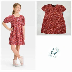 Cat & Jack Girls' Short Sleeve Floral Woven Dress (XXL) 4KIDR-BT